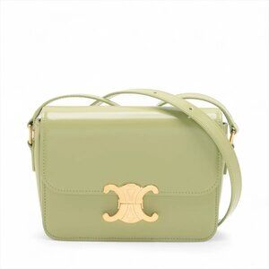 Celine Triomphe Leather Shoulder bag Green